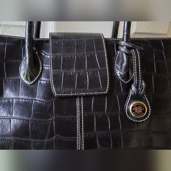 Dooney & Bourke Black Crocodile-Embossed Satchel - Picture 7 of 15